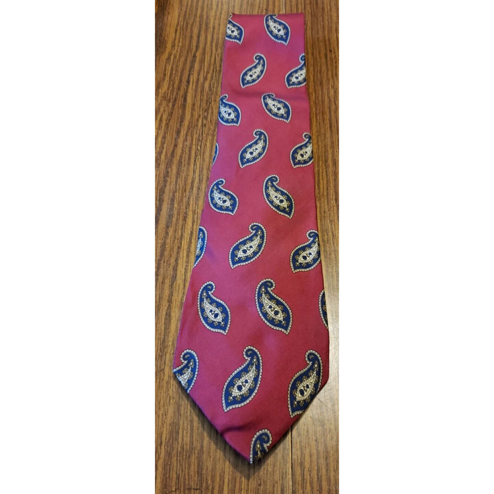 Stafford Necktie Adult Mens Red Blue Paisley 100% Silk Tie USA Made